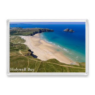 Holywell Bay — Gull Rocks and Summer Colour | Fridge Magnet