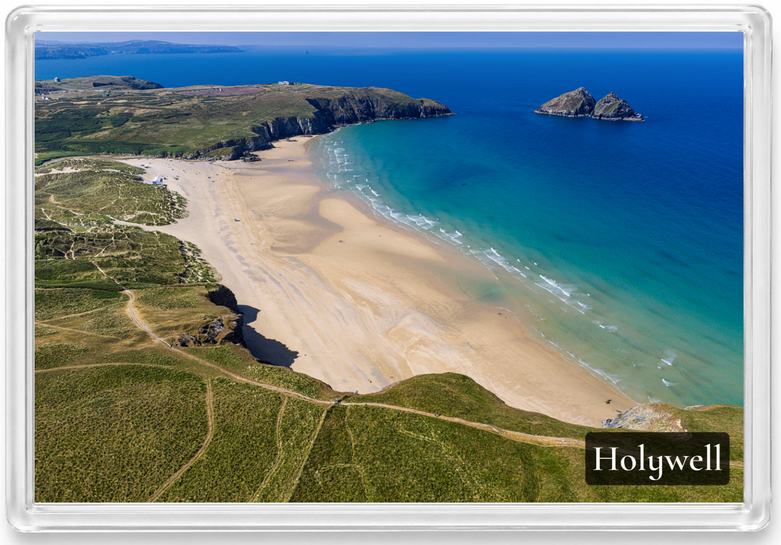 Holywell Bay — Gull Rocks and Summer Colour | Fridge Magnet