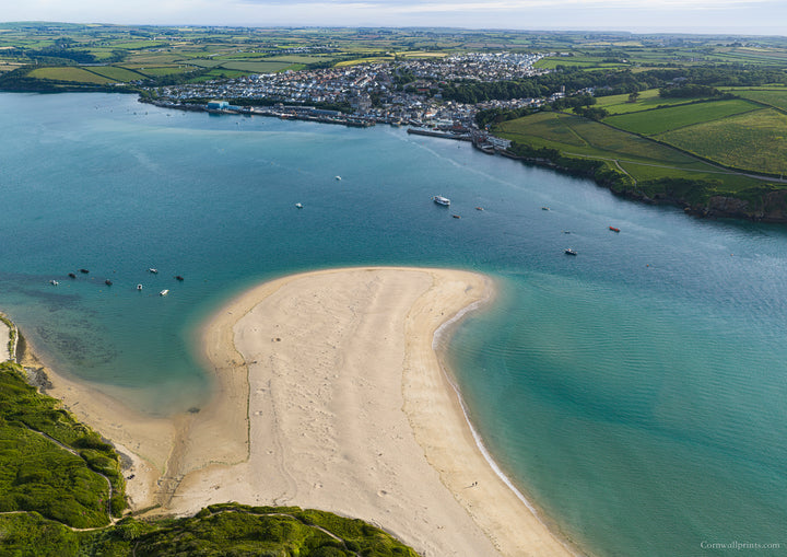 Padstow — High Tide Across the Estuary — aerial Cornwall photography print