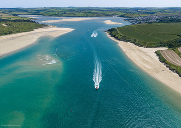 Camel Estuary — Summer Passage — aerial Cornwall photography print