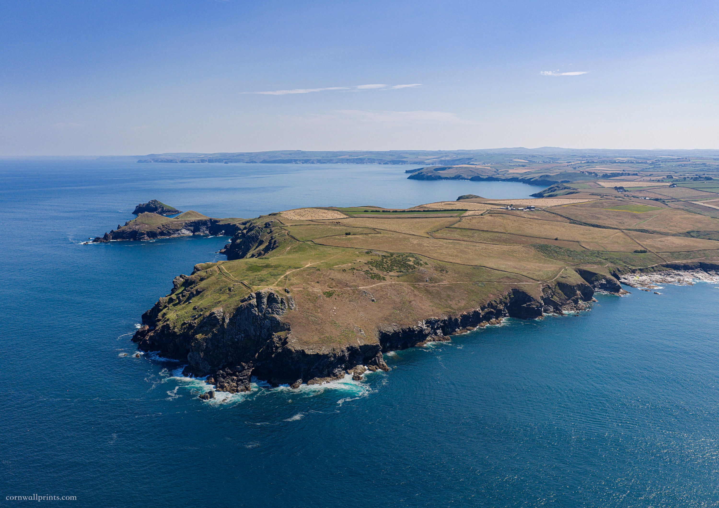 Pentire Point — Summer Coastline from Above — aerial Cornwall photography print
