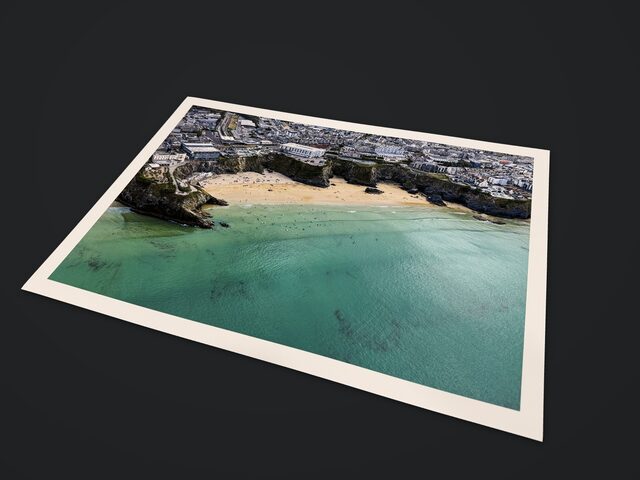 Unframed Great Western Beach, Newquay print at A3 with a white border